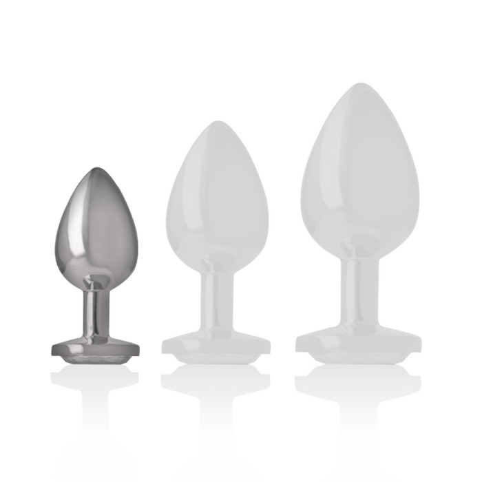 Intense - Plug Anal Metal Aluminio Con Cristal Plata Talla S