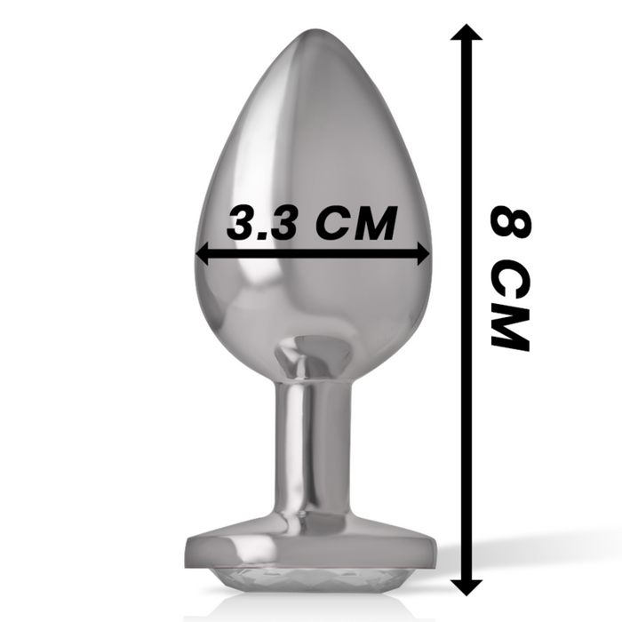 Intense - Plug Anal Metal Aluminio Con Cristal Plata Talla M