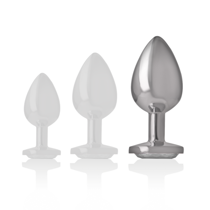 Intense - Plug Anal Metal Aluminio Con Cristal Plata Talla L