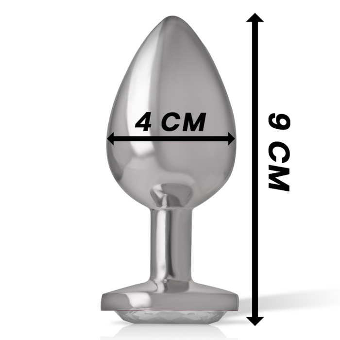 Intense - Plug Anal Metal Aluminio Con Cristal Plata Talla L