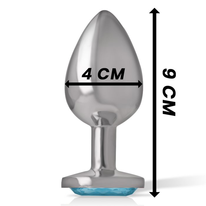 Intense - Plug Anal Metal Aluminio Con Cristal Azul Talla L