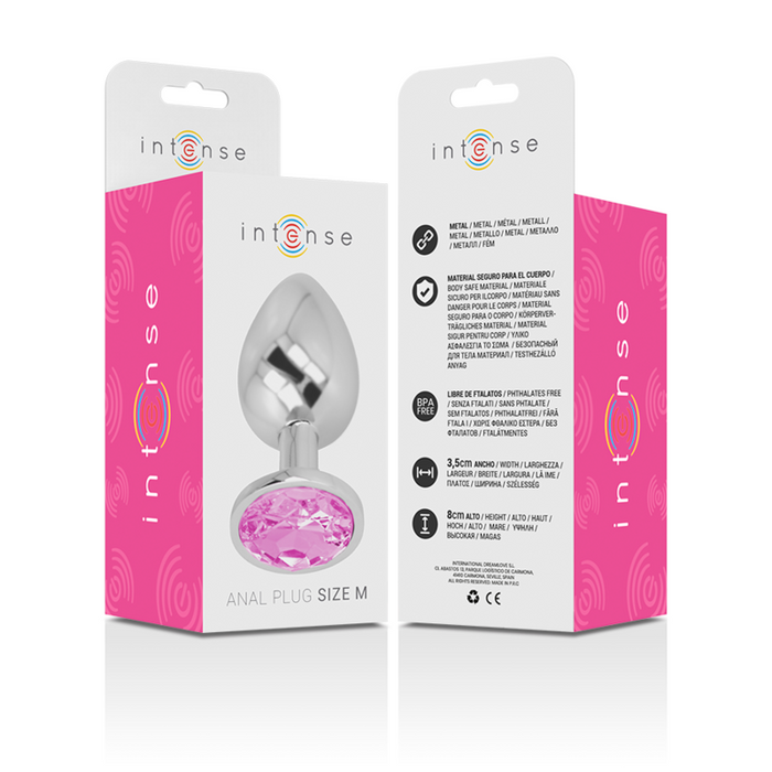 Intense - Plug Anal Metal Con Cristal Rosa Talla M