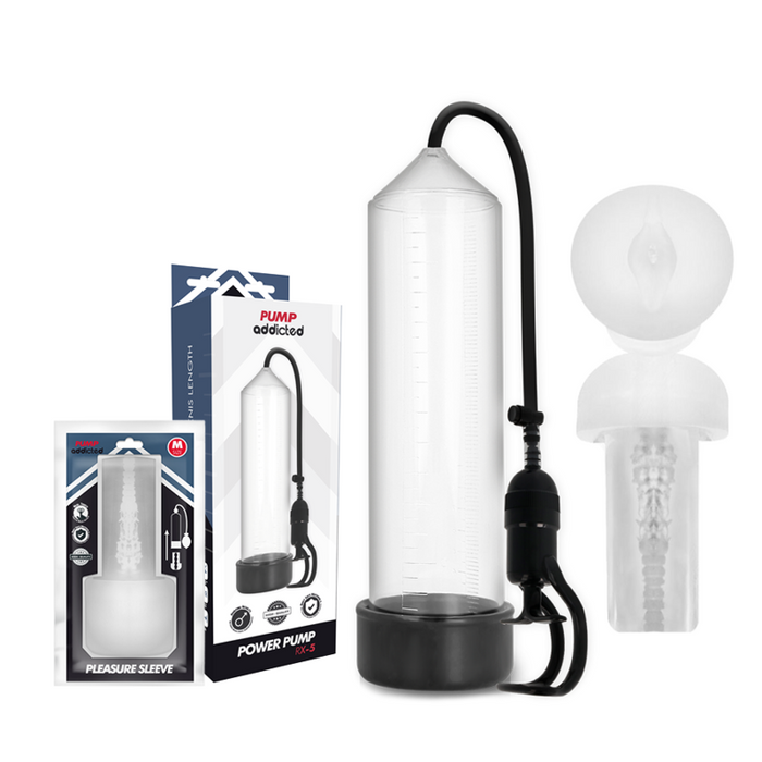 Pump Addicted - Bomba Erección Rx5 Transparente Con Masturbador