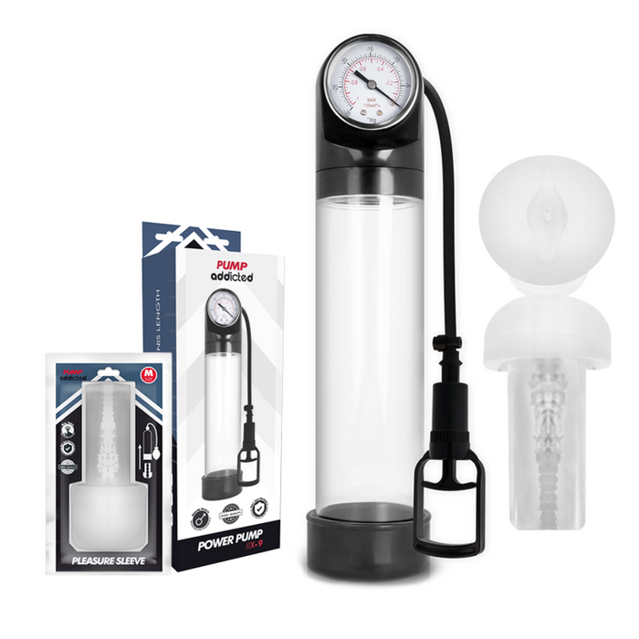 Pump Addicted - Bomba Erección Rx9 Transparente Con Masturbador