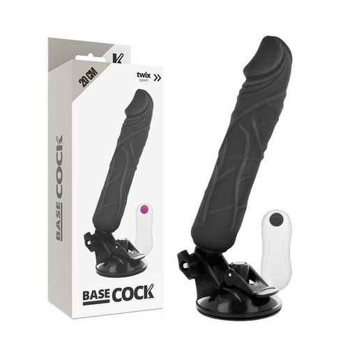 Basecock - Vibrador Realístico Control Remoto Negro 20 Cm -o- 4 Cm