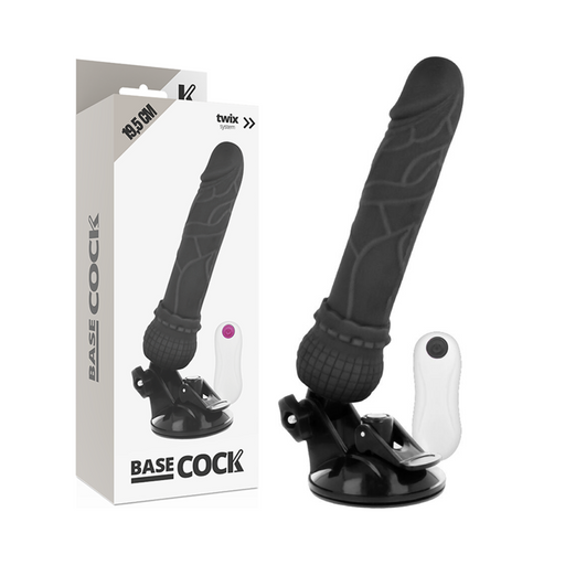 Basecock - Vibrador Realístico Control Remoto Negro 19.5 Cm -o- 4 Cm