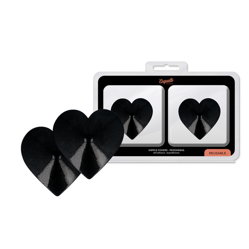 Coquette Chic Desire - Cubre Pezones Metal Corazones Negros