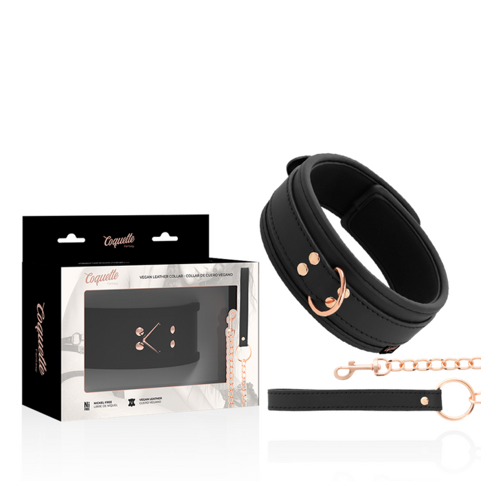 Coquette Chic Desire - Fantasy Collar Cuero Vegano Con Correa Y Forro De Neopreno