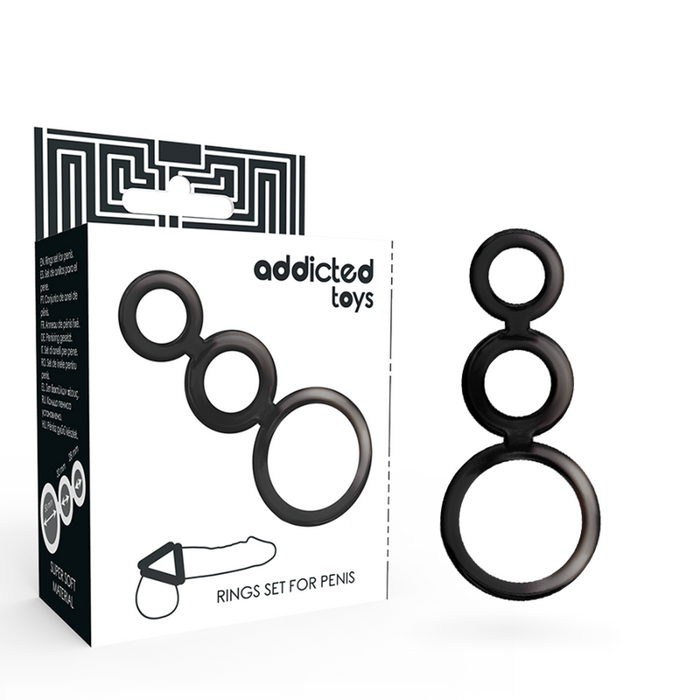 Addicted Toys - Set Anillos Pene Y Testículos - Ahumado