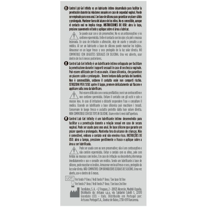Control - Infinity Lubricante Base Silicona 75 Ml