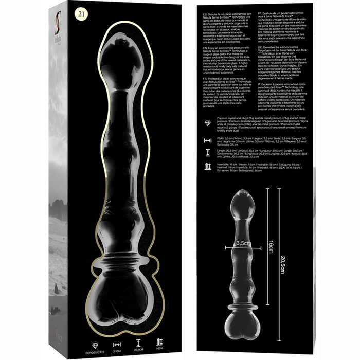Nebula Series By Ibiza - Modelo 21 Dildo Cristal Transparente 20.5 Cm -o- 3.5 Cm