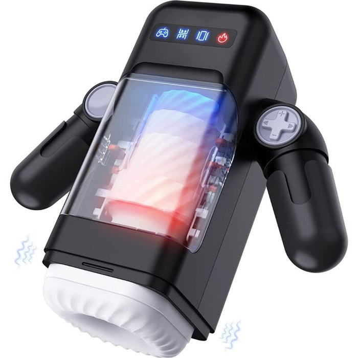 Masturbador  Game Cup  Masculino Con Vibración Y Función Calor Con Soporte Para Móviles - Negro