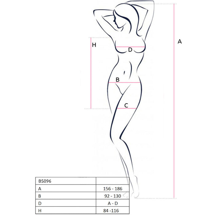 Passion - Bs096 Bodystocking Blanco Talla Unica