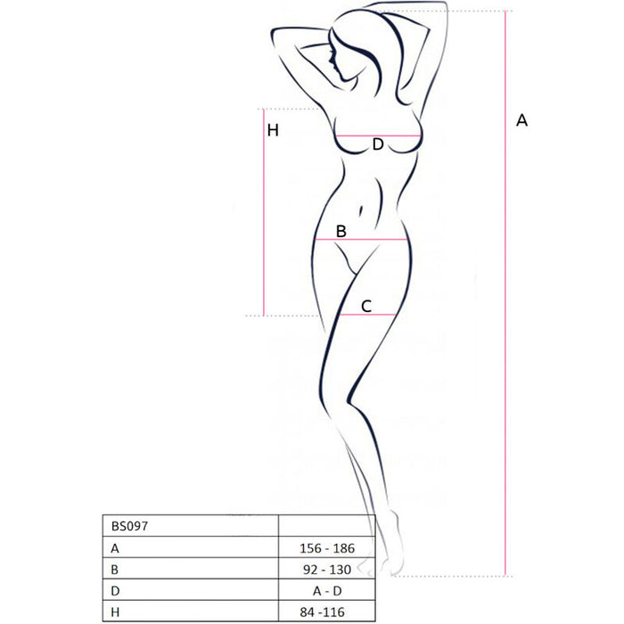 Passion - Bs097 Bodystocking Negro Talla Única