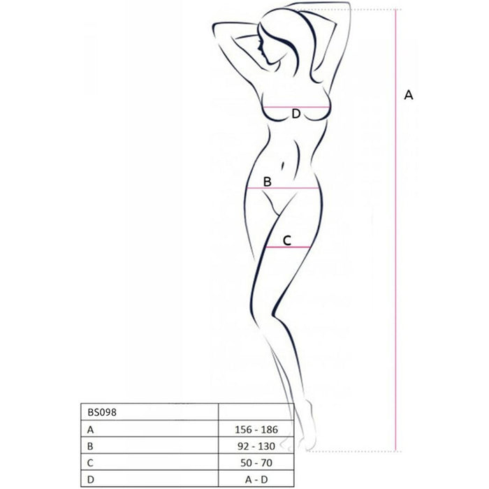 Passion - Bs098 Bodystocking Blanco Talla Única