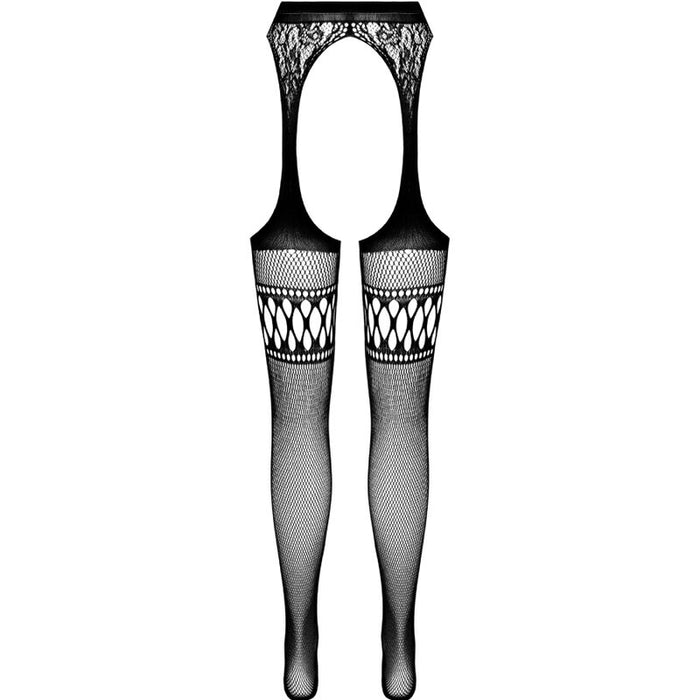 Passion - S026 Medias Con Liguero Negro Talla Única