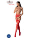 Passion - S028 Medias Con Liguero Rojo Talla Única
