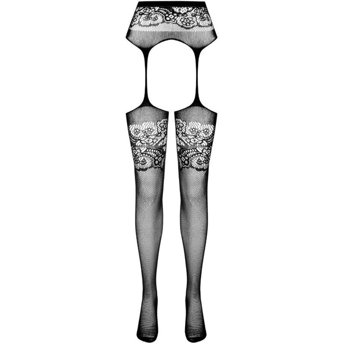 Passion - S029 Medias Con Liguero Negro Talla Única