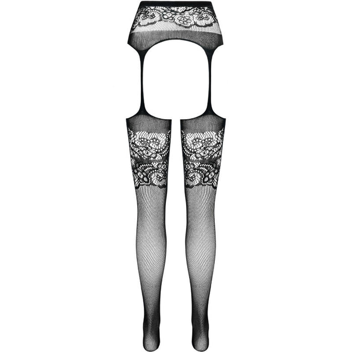 Passion - S029 Medias Con Liguero Negro Talla Única