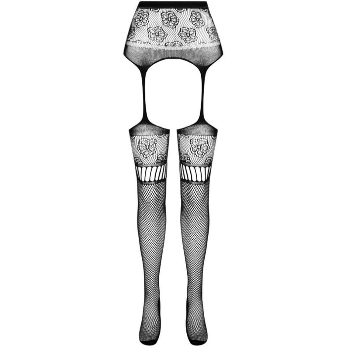 Passion - S030 Medias Con Liguero Negro Talla Única