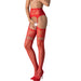 Passion - S030 Medias Con Liguero Rojo Talla Única