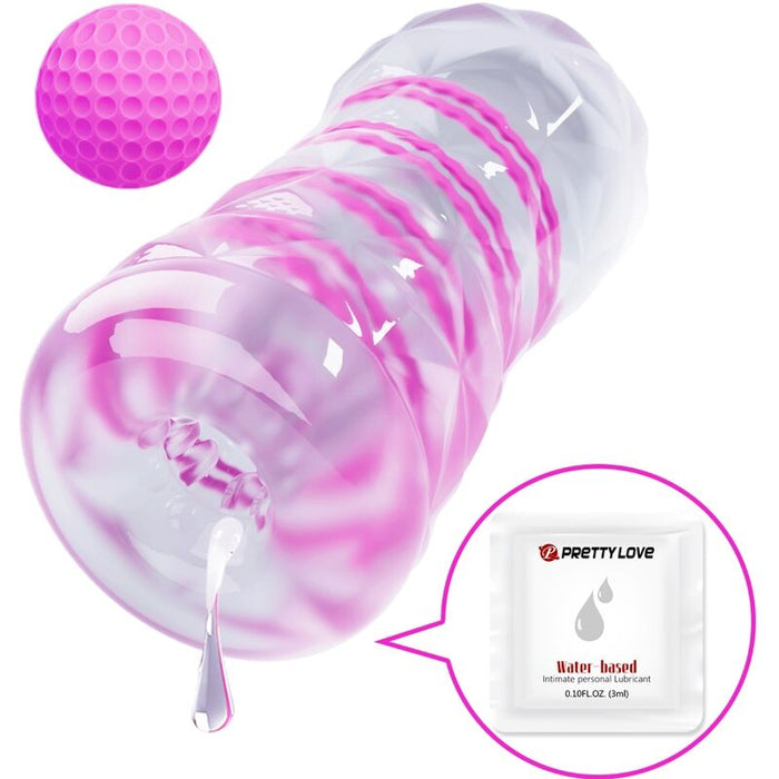 Pretty Love - Masturbador Masculino Fantasy Espiral Interna Y Bolas Transparente