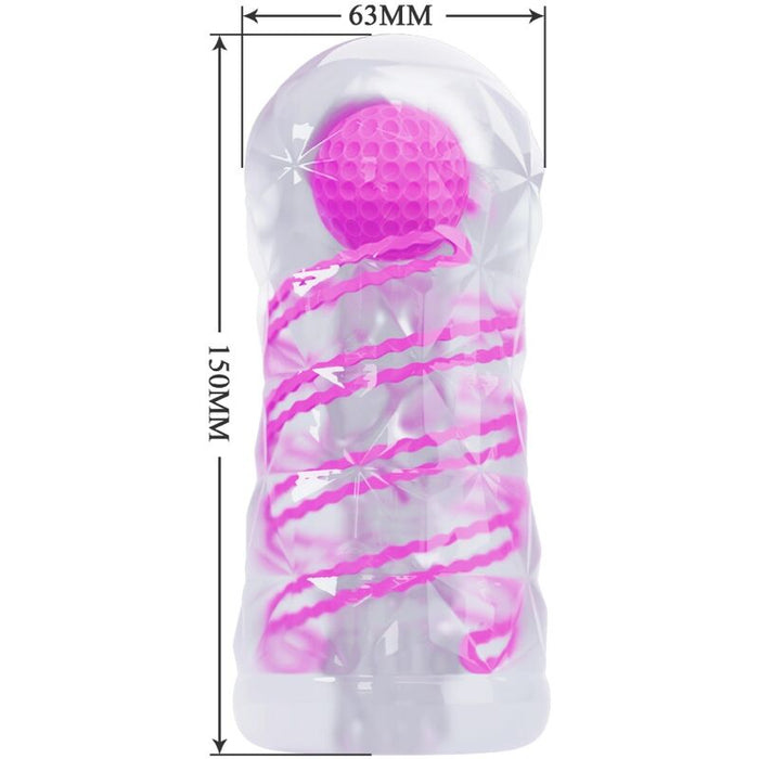 Pretty Love - Masturbador Masculino Fantasy Espiral Interna Y Bolas Transparente