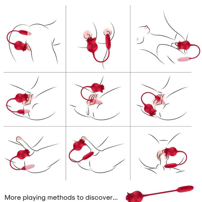Armony - Roselip Estimulador Clitoris Con Lengua 10 Modos & Vibrador Rojo