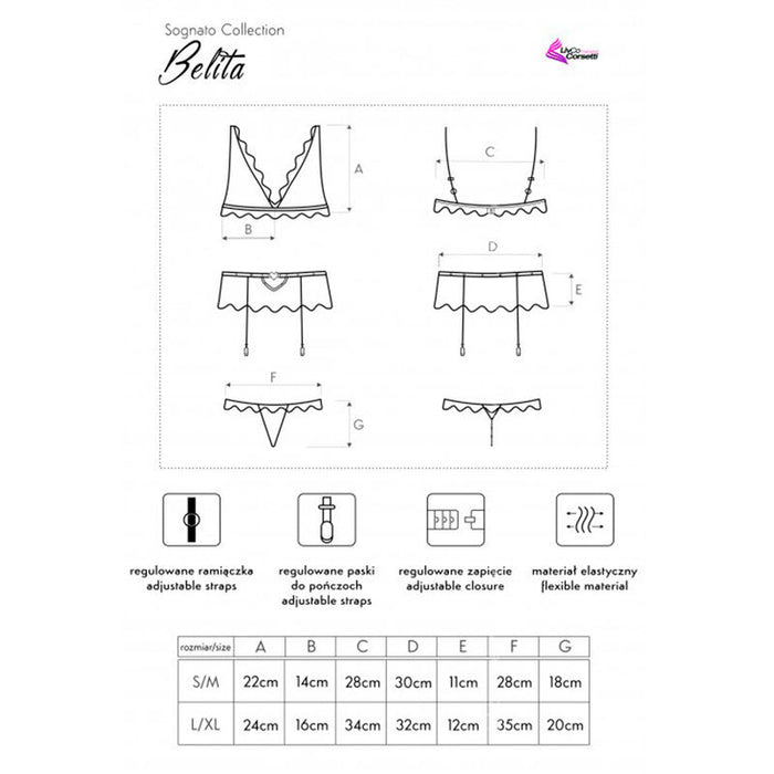 Livco Corsetti Fashion - Belita Lc 90231 Sujetador + Panty + Liguero Negro L/Xl