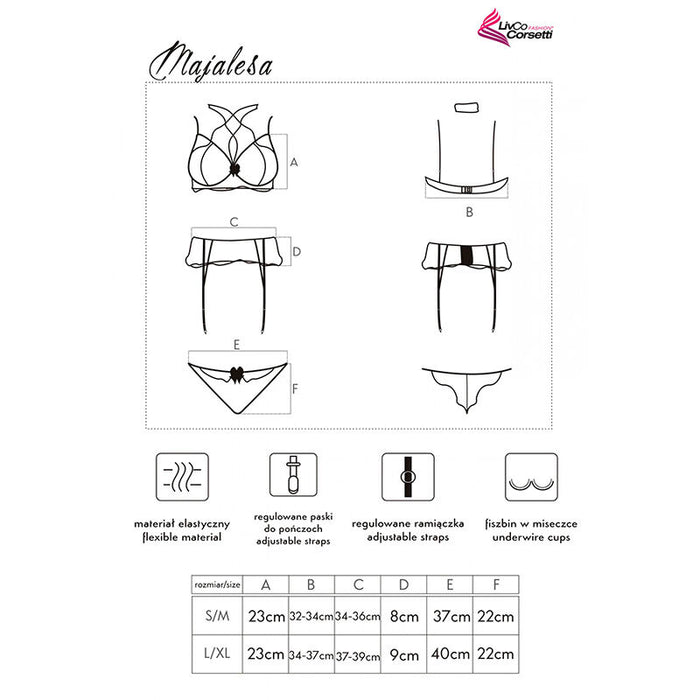 Livco Corsetti Fashion - Majalesa Lc 90526 Sujetador + Liguero + Panty Black S/M