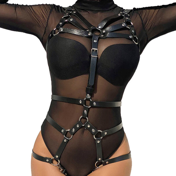 Subblime - Arnés De Cuerpo Correas Ajustable Cuero Negro Talla Única