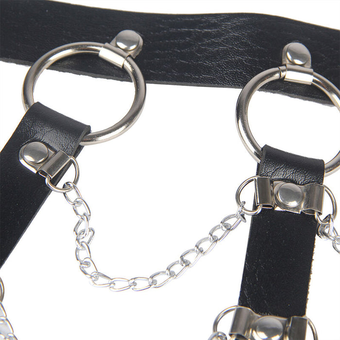 Subblime - Arnés De Pecho Cadenas Cuero Negro Talla Única