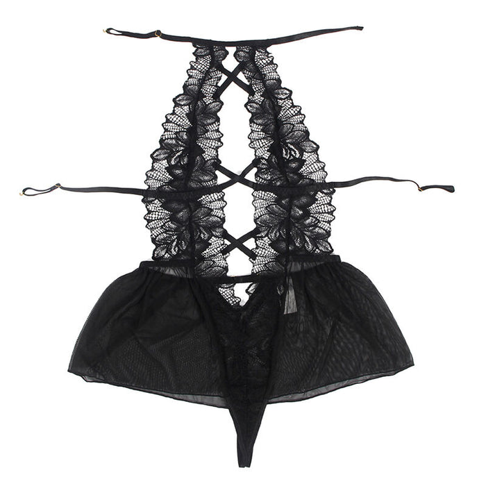 Subblime - Teddy Cuello Halter Espalda Descubierta Encaje Negro S/m