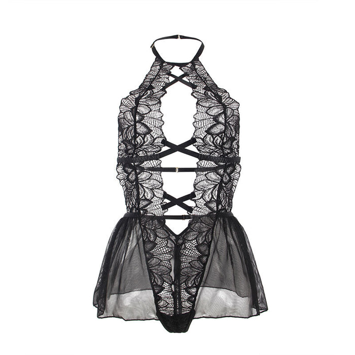 Subblime - Teddy Cuello Halter Espalda Descubierta Encaje Negro L/Xl