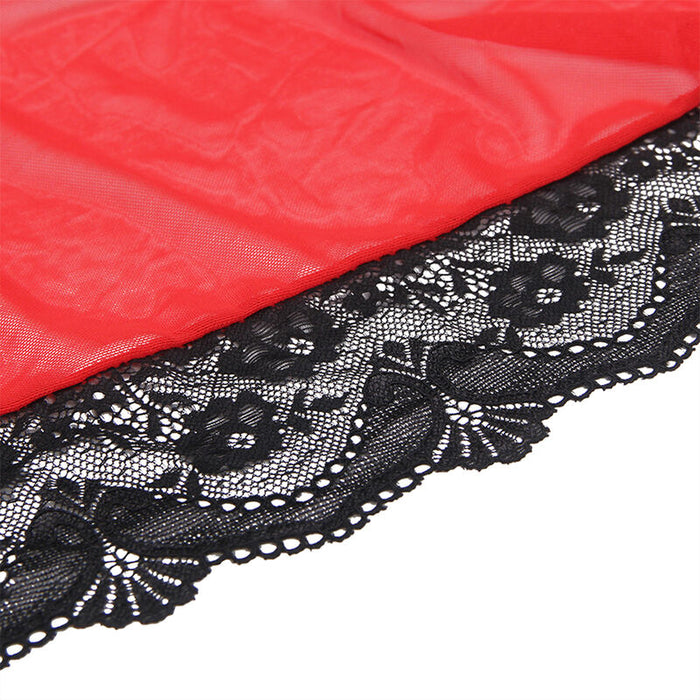 Subblime - Bata Tela Transparente Detalle Encaje Rojo L/xl