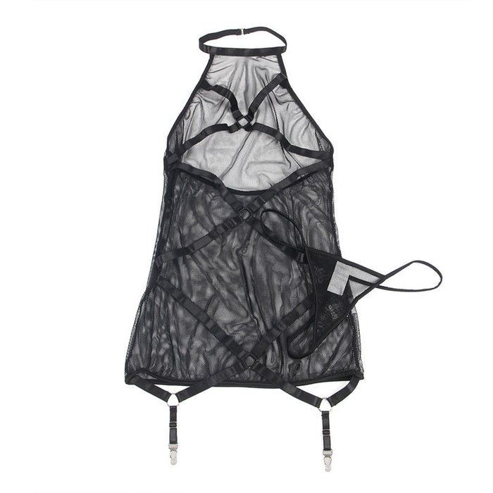 Subblime - Vestido Transparente Cuello Halter Negro L/xl