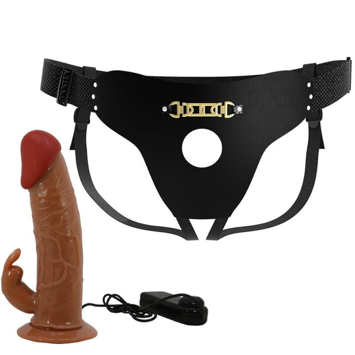 Pretty Love - Marion Harness Briefs Universal Con Dildo Vibración 19 Cm Mulato