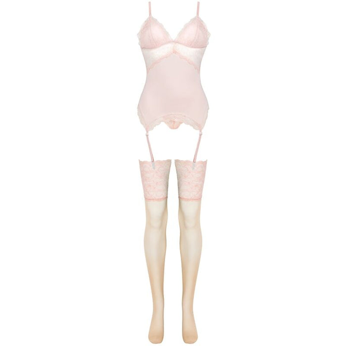 Livco Corsetti Fashion - Persinne Peach Set Corset + Panty + Medias S/M