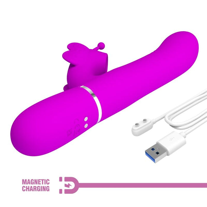 Pretty Love - Vibrador Rabbit Multifunción 4 En 1 Mariposa Fucsia