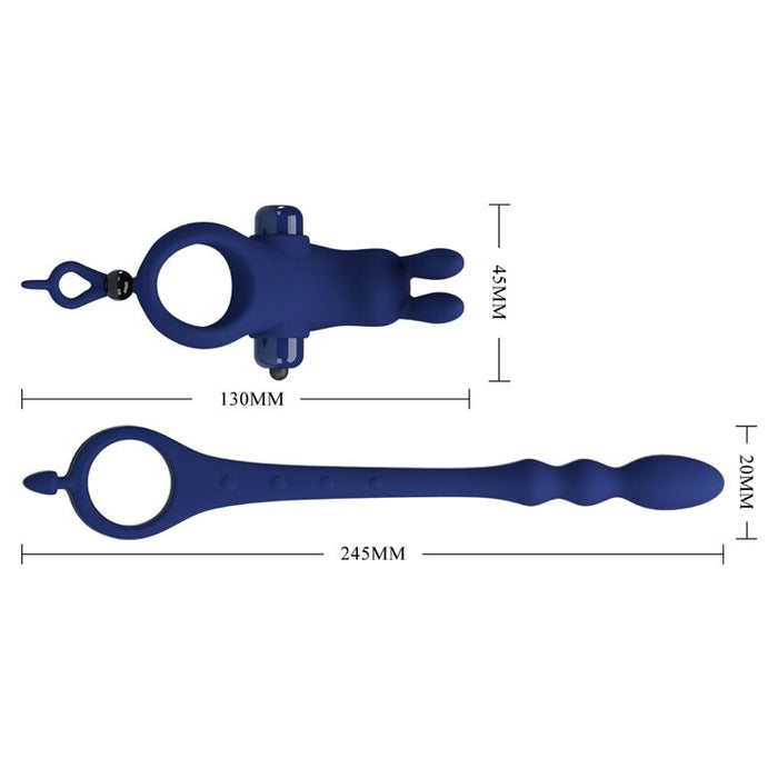Pretty Love - Ayad Anillo Vibrador Rabbit Con Plug Azul