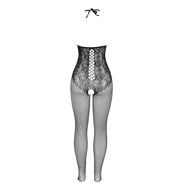 Subblime - 951849 Bodystocking De Rejilla Copa Abierta Y Cuello Halter Negro Talla Única