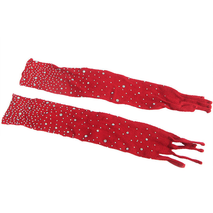 Subblime - 952181 Bodystocking De Rejilla Con Guantes Y Diamantes Rojo Talla Única