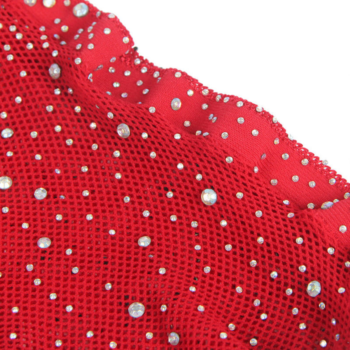 Subblime - 952181 Bodystocking De Rejilla Con Guantes Y Diamantes Rojo Talla Única
