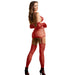 Subblime - 952181 Bodystocking De Rejilla Con Guantes Y Diamantes Rojo Talla Única