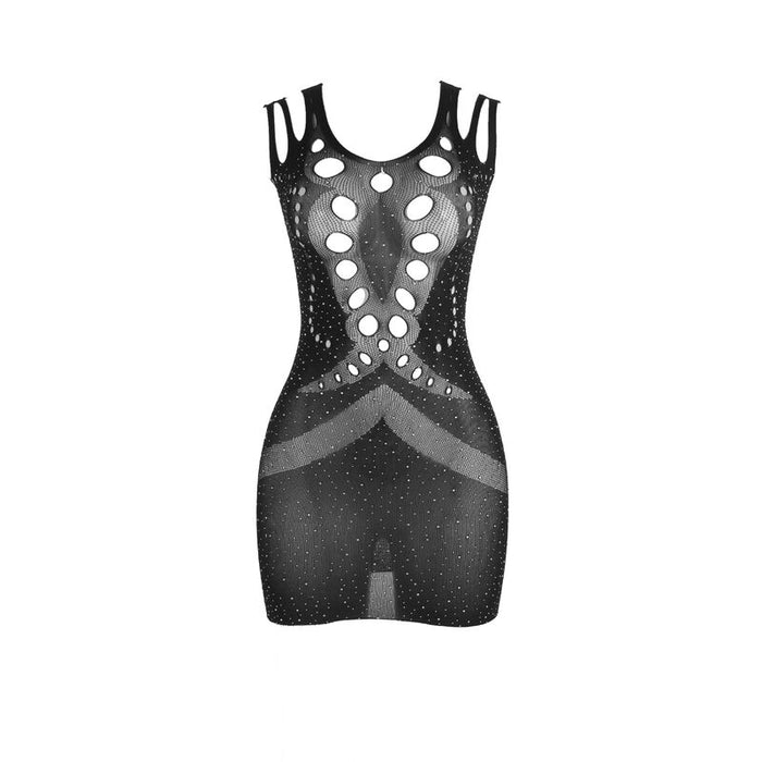 Subblime - 952198 Bodystocking De Rejilla Con Diamantes Brillantes Negro Talla Única