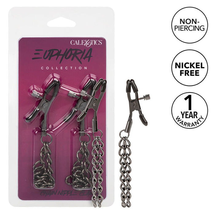 Calexotics - Euphoria Pinzas Pezones Con Cadena 14,5 Cm
