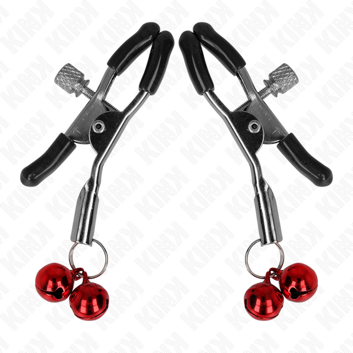 Kink - Pinzas Para Pezones Con Doble Campanilla Rojo 6 Cm