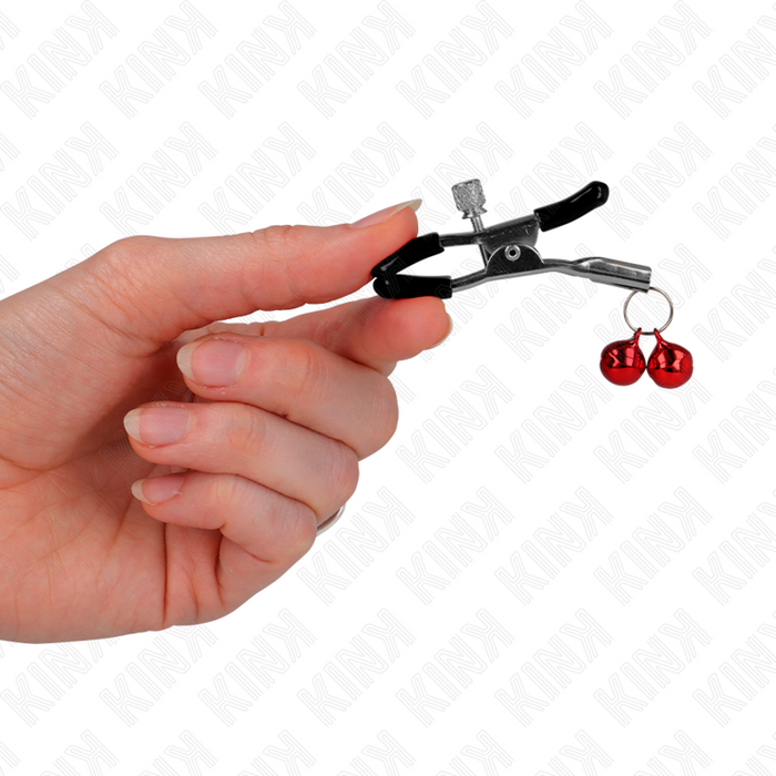 Kink - Pinzas Para Pezones Con Doble Campanilla Rojo 6 Cm