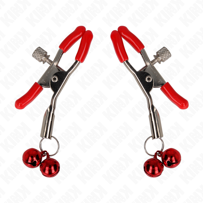 Kink - Pinzas Para Pezones Rojas Con Doble Campanilla Rojo 6 Cm