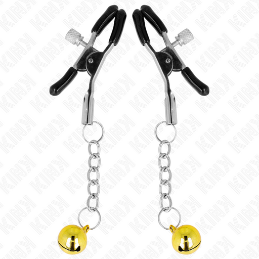 Kink - Pinzas Para Pezones Con Colgante De Cascabel Dorado 6 Cm